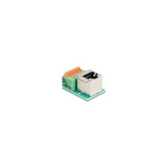RJ45 Buchse 90° gewinkelt zu Terminalblock mit Drucktaster Cat.5e