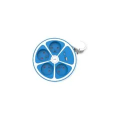 ROLINE 4-fach Steckdosenleiste mit Schalter. rund. UTE Version. USB-Charger A+C. blau. 3 m