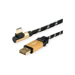 ROLINE GOLD USB 2.0 Kabel. USB A ST reversibel - USB C ST gewinkelt. 0.8 m