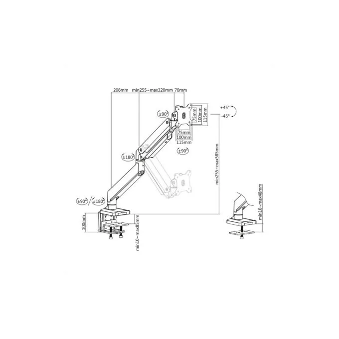 ROLINE LCD-Arm. Tischmontage. Gasfeder. 5 Gelenke. bis 18 kg — image 11