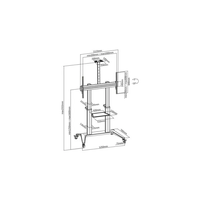 ROLINE LCD- TV-Rollstnder. 70-120 Zoll. bis 140kg. schwarz — image 2