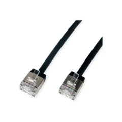ROLINE U FTP DataCenter Patchkabel Cat.6A (Class EA). LSOH. slim. extra kurzer Stecker. schwarz. 3 m