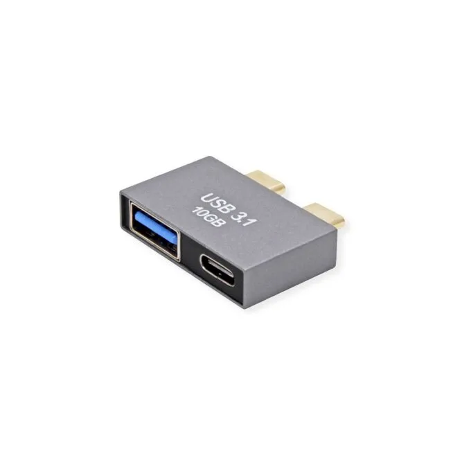 ROLINE USB 3.2 Gen 2 Adapter. 2x USB Typ C - 1x Typ A + 1x C. ST BU. silberfarben — image 5