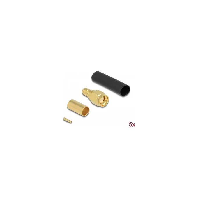 RP-SMA Stecker zum Crimpen LMR200 mit passendem Schrumpfschlauch - 5 Stück — image 1