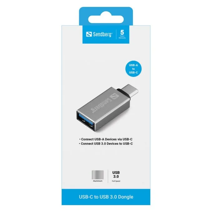 Sandberg 136-24 USB-C to USB 3.0 (ST-BU) Adapter Silver — image 2