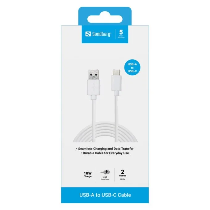 Sandberg USB-C to USB 3.0 (ST-ST) 2m Adapterkabel Weiß — image 2