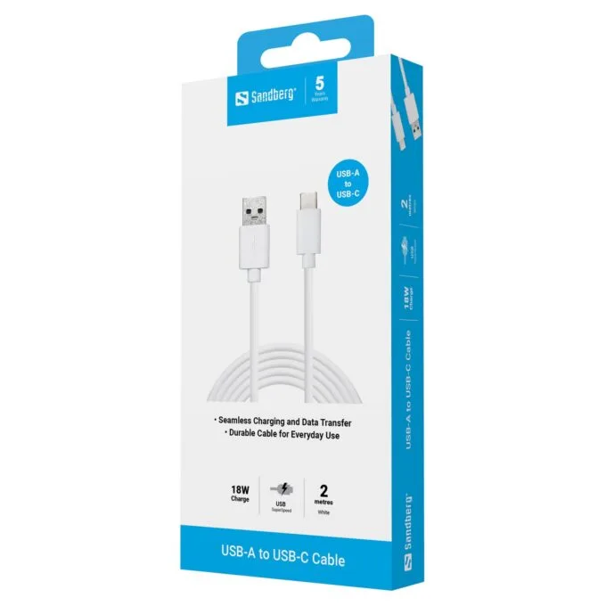Sandberg USB-C to USB 3.0 (ST-ST) 2m Adapterkabel Weiß — image 3