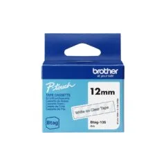 Schriftband Brother 12mmx4m weiß transparent BTAG-135