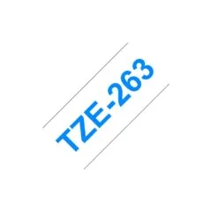 Schriftbandkassette Brother 36mmx8m weiß blau TZE263