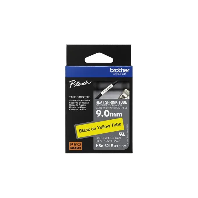Schrumpfschlauchkassette Brother 9.0mm gelb schwarz HSE621E — image 2