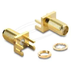 SMA End-Launch-Buchse gerade an Leiterplatte bis 1.7 mm Gewindelänge 9 mm