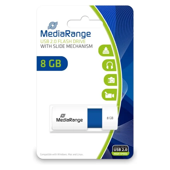 STICK MediaRange USB-Stick 8GB USB 2.0 Slider blue — image 2