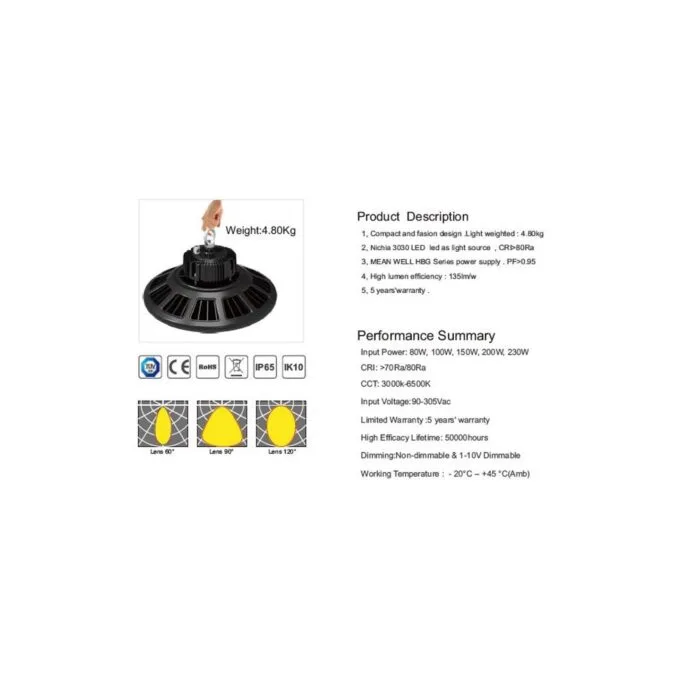 Synergy 21 LED Spot Pendelleuchte UFO 150W für Industrie Lagerhallen cw 90° DIM — image 3