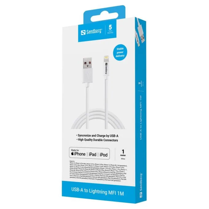USB3.0 to Lightning (ST-ST) 1m Sandberg White — image 3