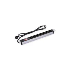 VALUE 19-Zoll-Steckdosenleiste 7fach mit berlastschutz, 1 HE, Schutzkontakt-Stecker, 2,8 m