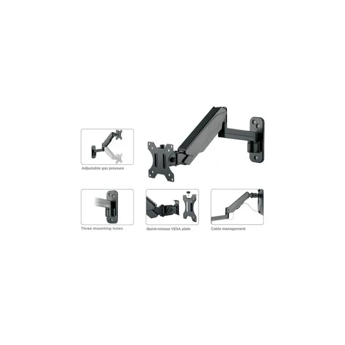 VALUE LCD-Arm. Wandmontage. 5 Gelenke. 17-32 Zoll. bis 8 kg. schwarz — image 2