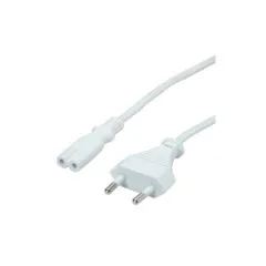 VALUE Netzkabel Euro-Flachstecker auf C7. 2polig. wei. 3 m