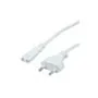 VALUE Netzkabel Euro-Flachstecker auf C7. 2polig. wei. 3 m