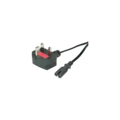VALUE UK Netzkabel auf Euro-Flachstecker C7. 2pol.. schwarz. 1.95 m
