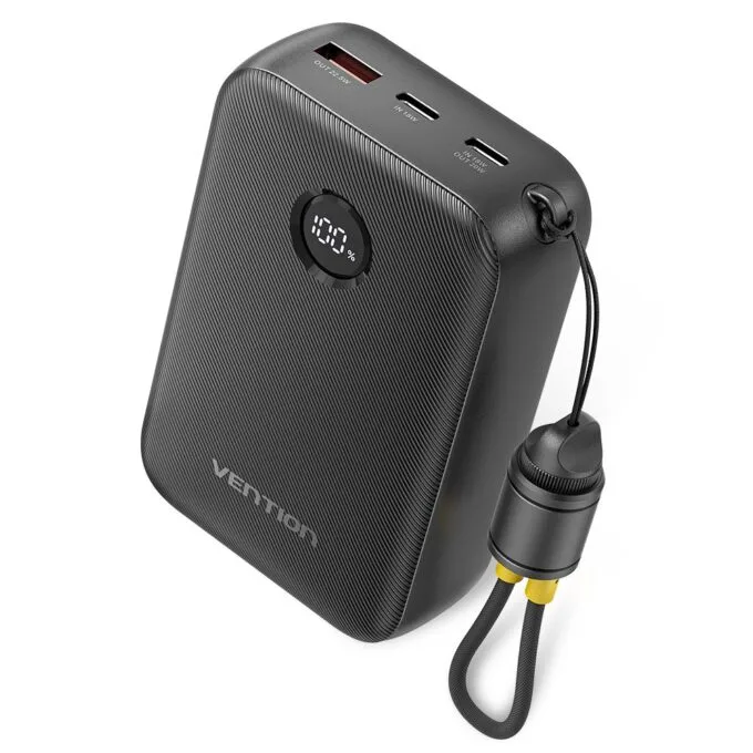 Vention MA Powerbank 20000mAh 22.5W Built-in USBC Lanyard + Display Black FKBB0-C — image 1