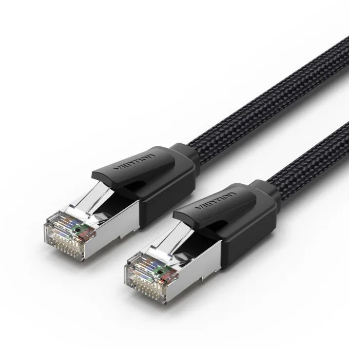 Vention NETWORK Cable CAT8 SFTP Braided 15.0m Black-Nickel IKOBN — image 1