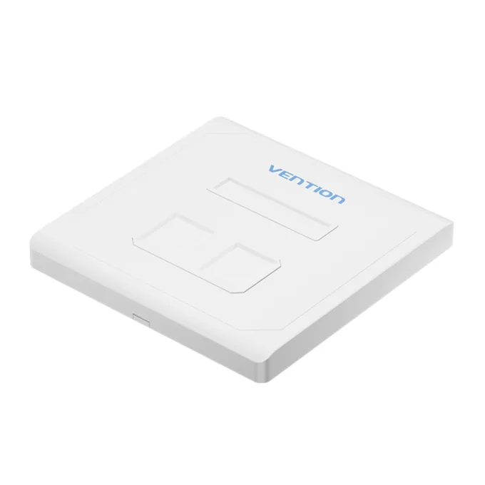 Vention NETWORK Keystone Wall Plate 2-Port White — image 1