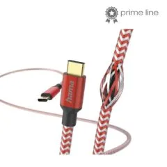 HAMA CARBING/DATA “REFLECTED“, USB Type-C - USB Type-C 1,5m, RED