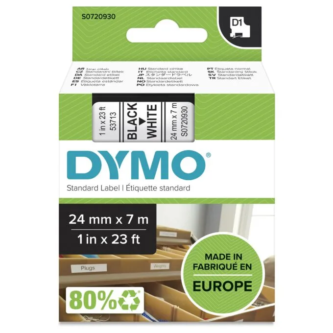 DYMO D1 Standard - Black on White - 24mm label-making tape — image 2