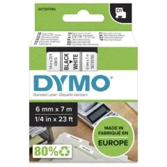 DYMO D1 Standard - Black on White - 6mm label-making tape