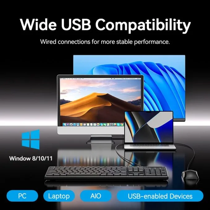 Vention Keyboard and Mouse Combo Wired Silent Slim Full Size KTYBG-EN — image 16