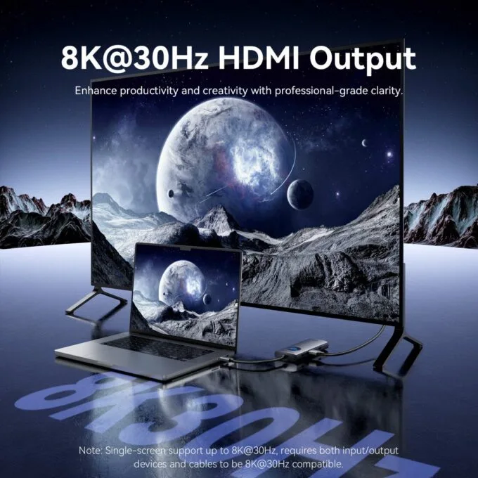 Vention HUB USB-C 3.2 Gen1/8K-HDMI/Gb/PD + LED Display & Switch TQZHB — image 14