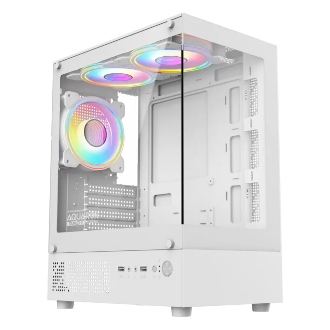 Armaggeddon Gaming Case M-ATX AQUARON DUPLEX 2 CHROMA White (3x Chroma Fans) — image 1