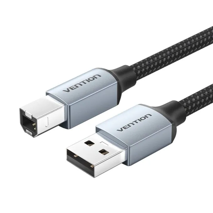 Vention IT Cable USB-A 2.0 to USB-B Printer Braided 10.0m Aluminium Grey CTTHL — image 1