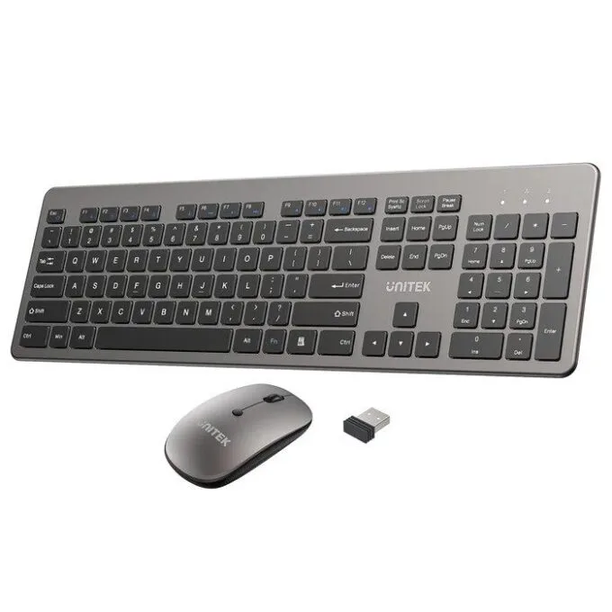 Unitek IT Keyboard & Mouse Combo Wireless 2.4GHz English SlimDuo T054 Space Grey — image 1