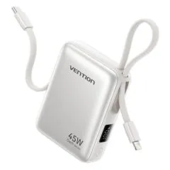 Vention Powerbank 10000mAh 45W Built-in USB-C & Lightning Cables FKMN0 Beige