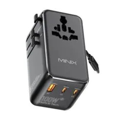 MINIX Gan Wall Charger Travel 100W with Retractable USB-C cable TP100C
