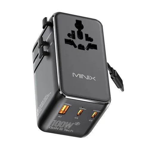 MINIX Gan Wall Charger Travel 100W with Retractable USB-C cable TP100C — image 1
