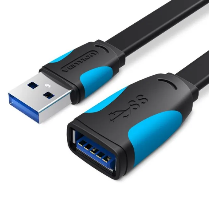 Vention IT Cable USB-A 3.0 M-F Extension Flat 1.5m Black VAS-A13-B150 — image 1