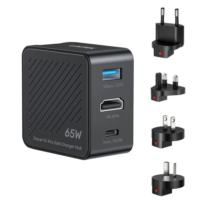 Unitek Charge Wall Travel GaN 65W USBCx1 USBAx1 HDMIx1 P1242 Black — image 1