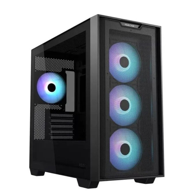 ASUS PC Case Gaming mATX Mesh Front Panel Tempered Glass Side Window 4x Pre-Installed ARGB Fans A21 PLUS Black — image 1