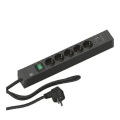 BACHMANN CONNECT LINE 5x protective contact, switch USB A&C 22W, black