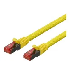 Python Cat.6 patch cable with nylong braid yellow 1m