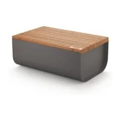 BG03DG Mattina breadbox, steel, bamboo wood, dark gray