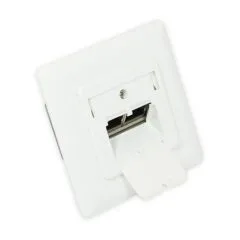 Netzwerkdose Cat. 6, 2xRJ45, geschirmt, UP, DESIGNFÄHIG, vertikale Kabelzuführung, signalweiß RAL9003, Good Connections®