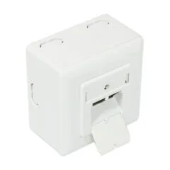 Network box Cat. 6, 2xRJ45, shielded, universal incl. Cleaner housing, designable, vertical cable feeder, signal white, Good Connections®
