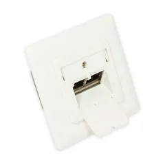 Cat. 6, 2xRJ45 network box, shielded, UP, DESIGNABLE, vertical cable feeder, pearly white RAL1013, Good Connections®