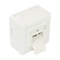 Network box Cat. 6, 2xRJ45, shielded, universal incl. Cleaner housing, designable, vertical cable feeder, pearly white RAL1013, Good Connections®