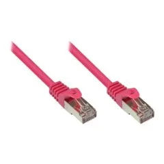 RNS® patch cable with locking lug protection, Cat. 5e, SF/UTP, PVC, 100MHz, magenta, 0.15m, Good Connections®