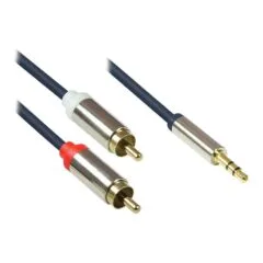 Audio connection cable SmartFLEX, high-quality, 3-pin 3.5mm jack connector to 2x RCA/Cinch connector, dark blue, 1.5m, Good Connections®
