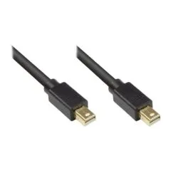 Connection cable Mini DisplayPort 1.1, plug on both sides, gold-plated, black, 5m, Good Connections®